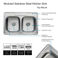 Aquacubic Bar Series Topmount Stainless Steel 4-hole Single Bowl Drop-in Kitchen Sink